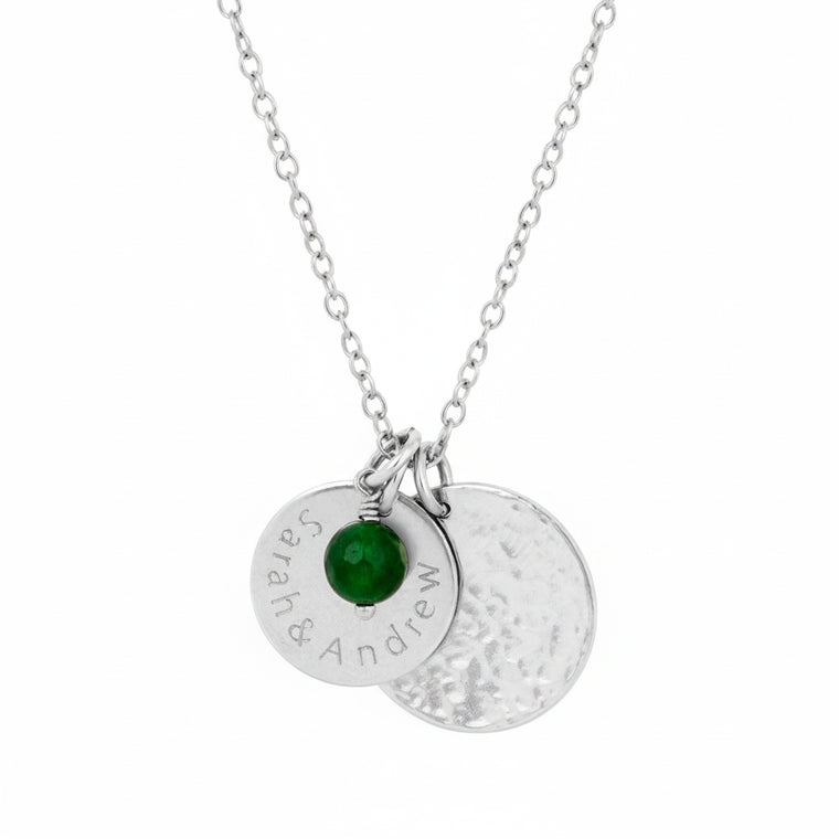 Silver Personalised Name Necklace + Birthstone