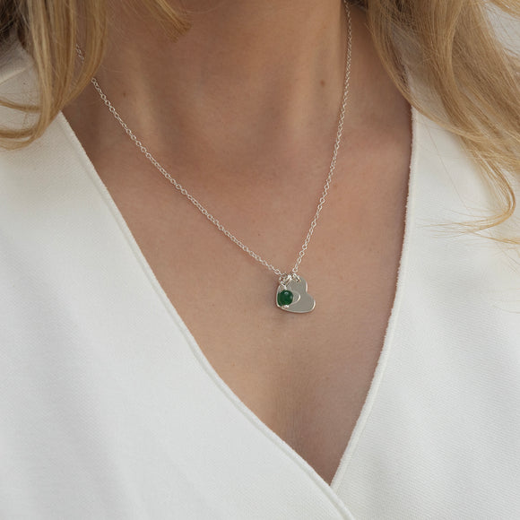 Double heart necklace with birthstone. lulu and belle