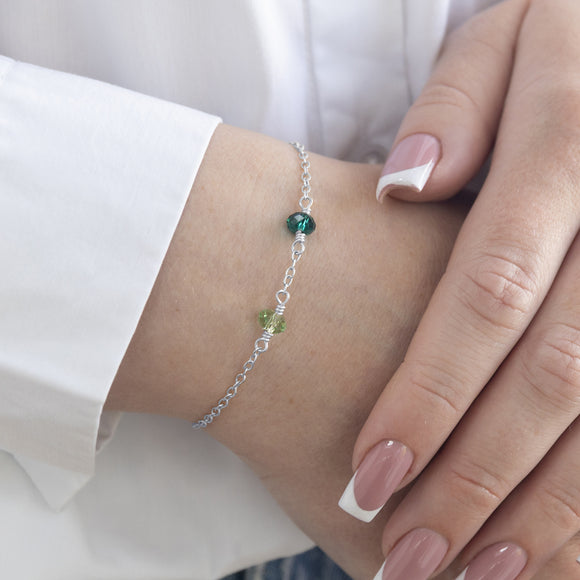 family birthstone bracelet sterling silver with two birthstones 