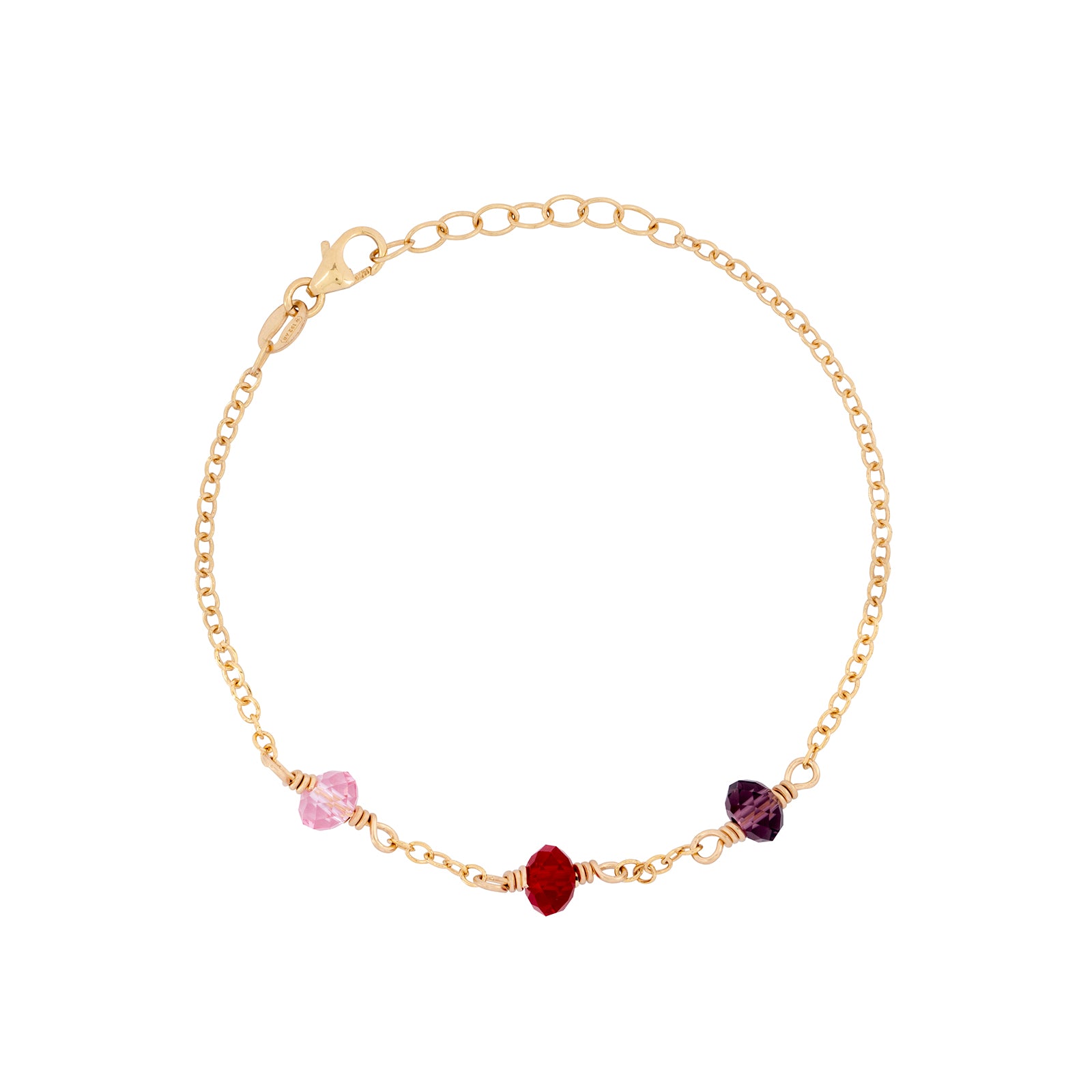 family birthstone bracelet with three birthstones 
