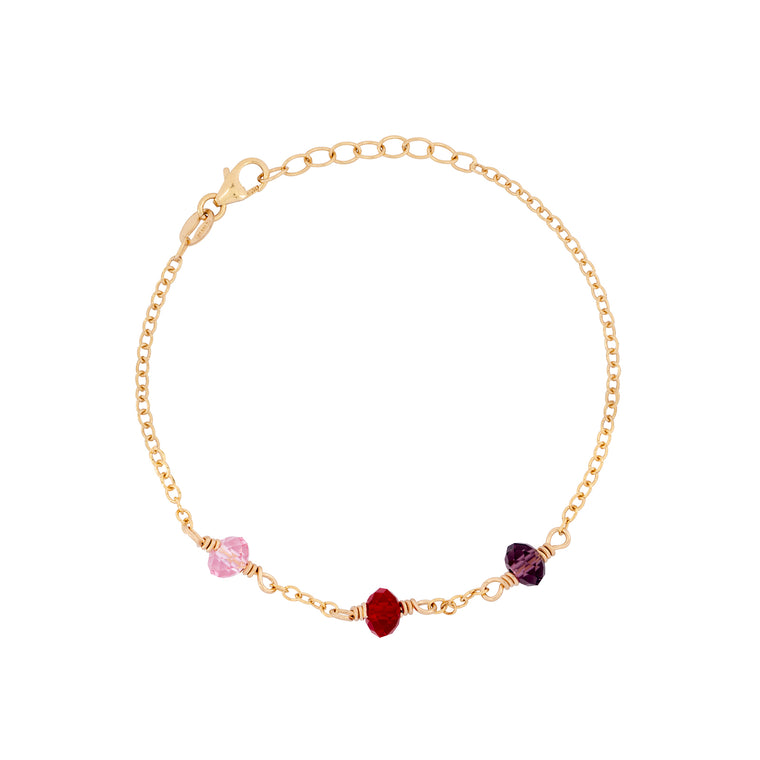 family birthstone bracelet with three birthstones 