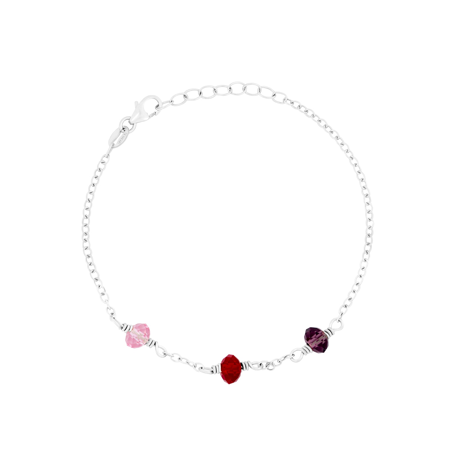 family birthstone bracelet silver 3 birthstones