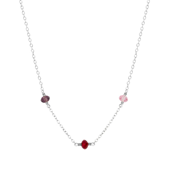 family birthstone necklace silver with three birthstones 
