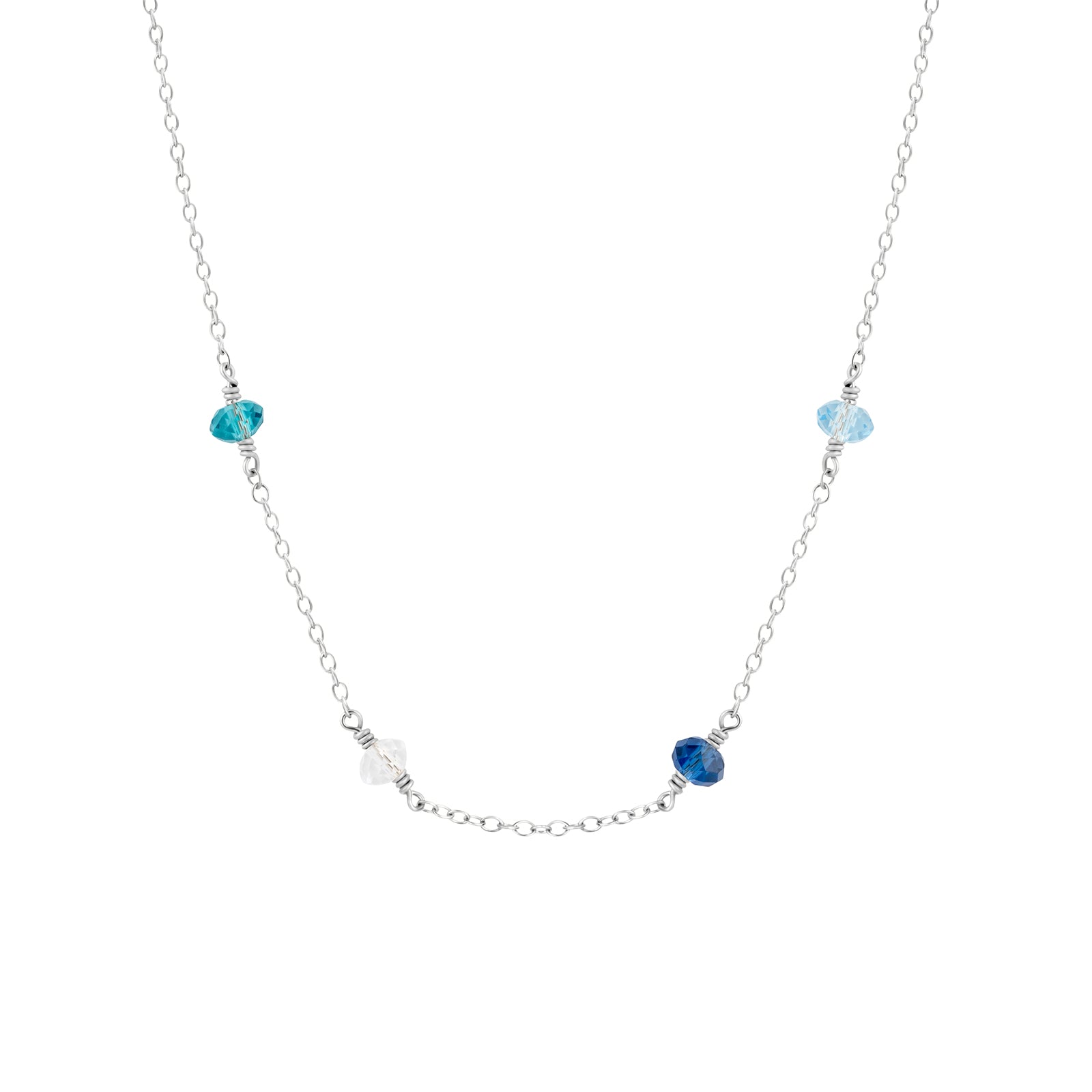 family birthstone necklace silver with 4 birthstones 