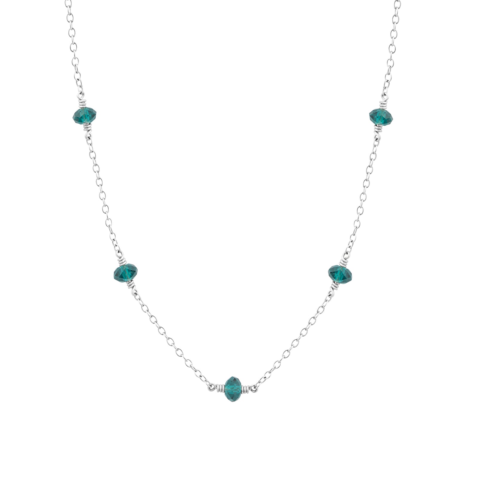 family birthstone necklace silver with 5 birthstones 