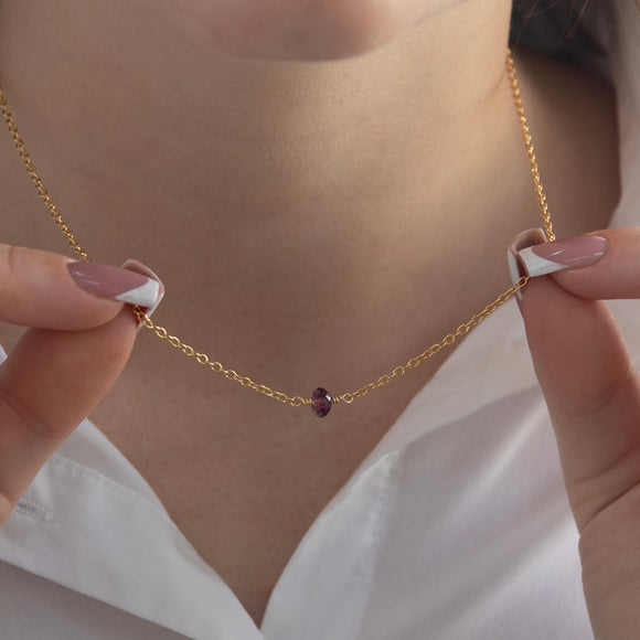 february birthstone necklace with amethyst crystal 