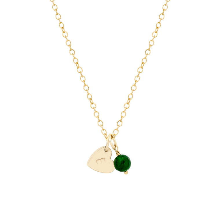 Gold birthstone necklace with heart initial - Lulu + Belle Jewellery