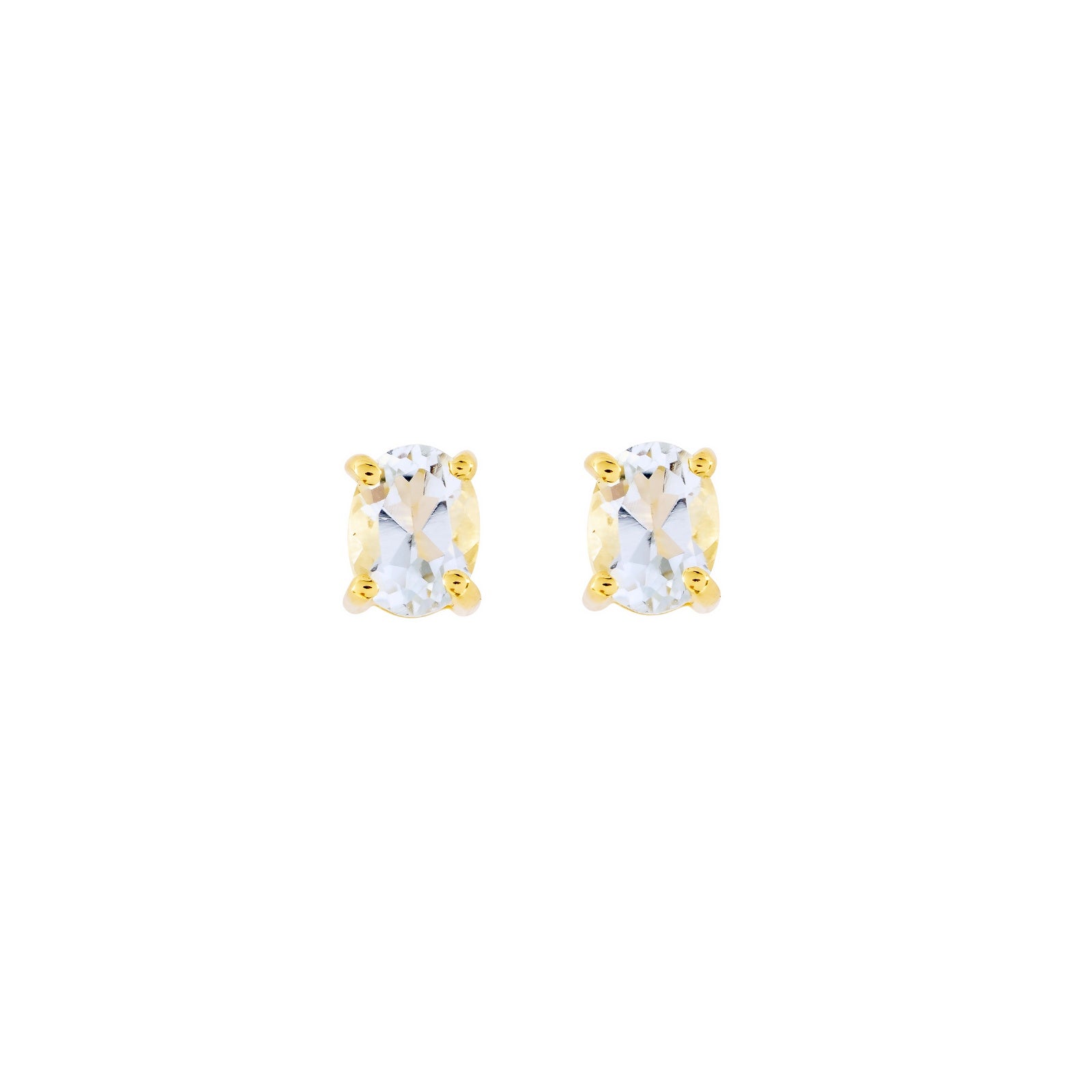 Gold Aquamarine stud earrings, March birthstone jewellery by Lulu + Belle