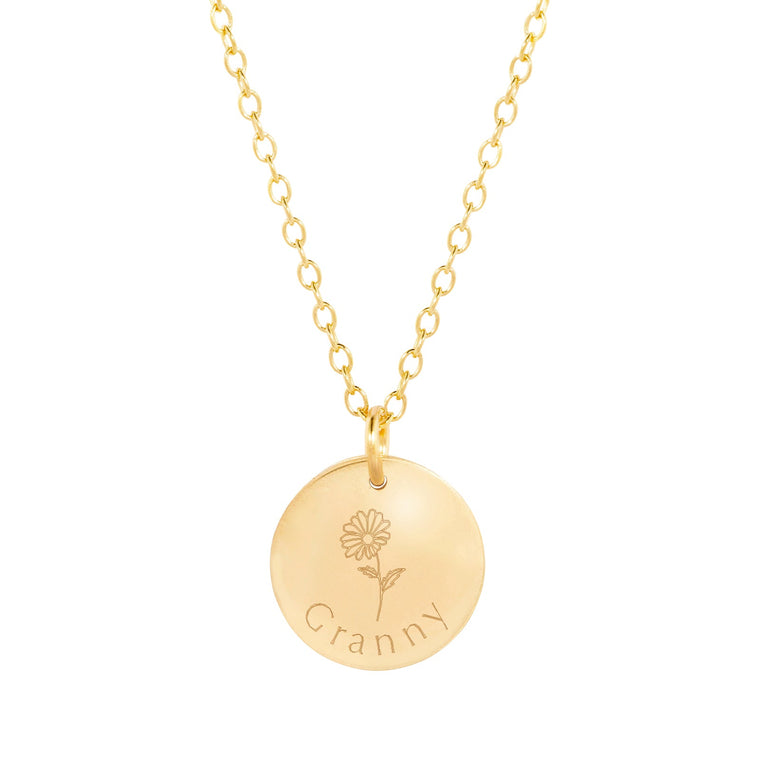 personalised grandmother necklace gold front 