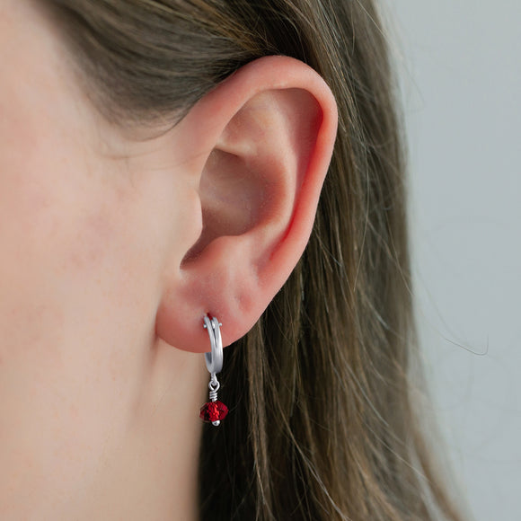 January birthstone hoop earrings silver 