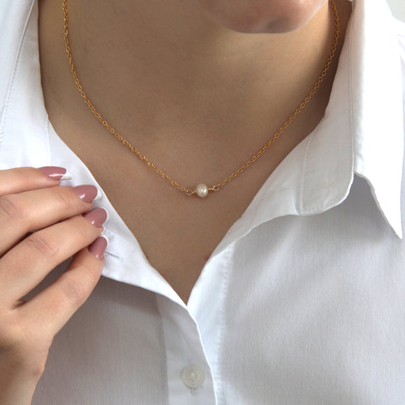 june birthstone necklace gold freshwater pearl 