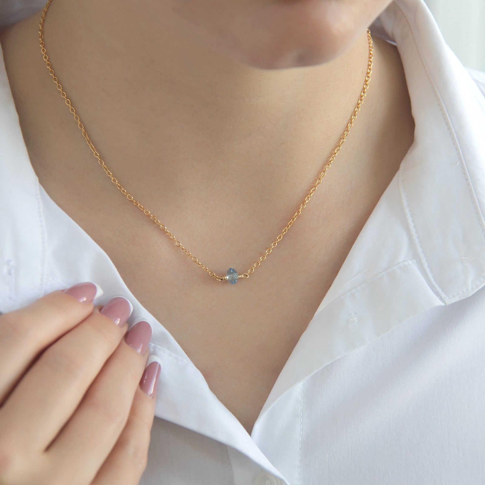 march birthstone necklace gold lifestyle 