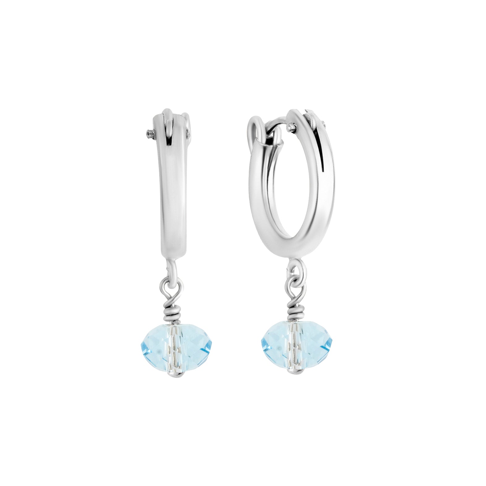 March Birthstone Hoop Earrings Silver