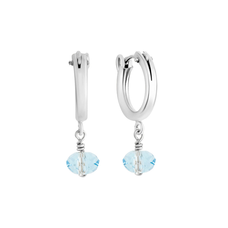 March Birthstone Hoop Earrings Silver