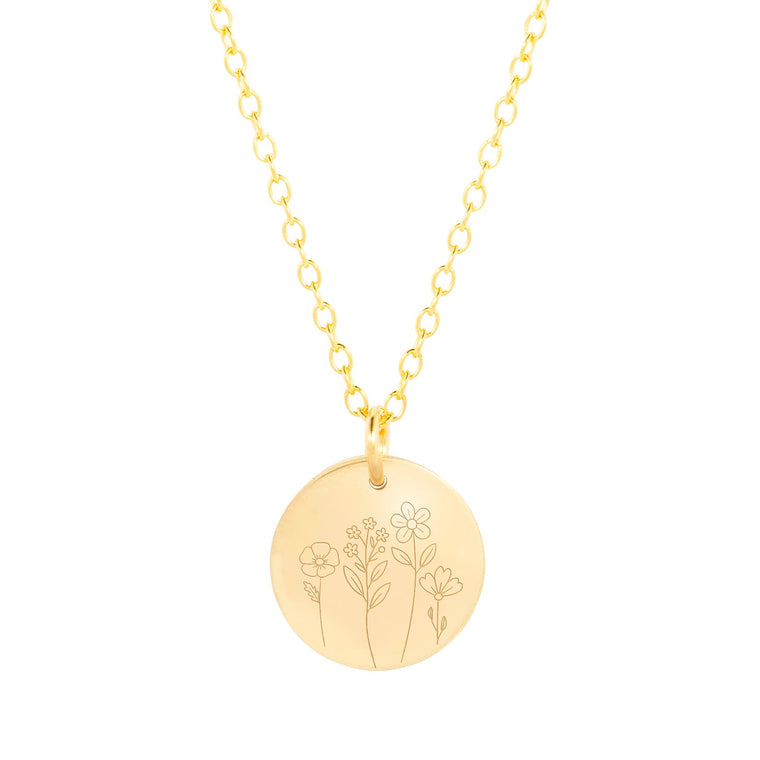 mathair bloom necklace from front in gold 