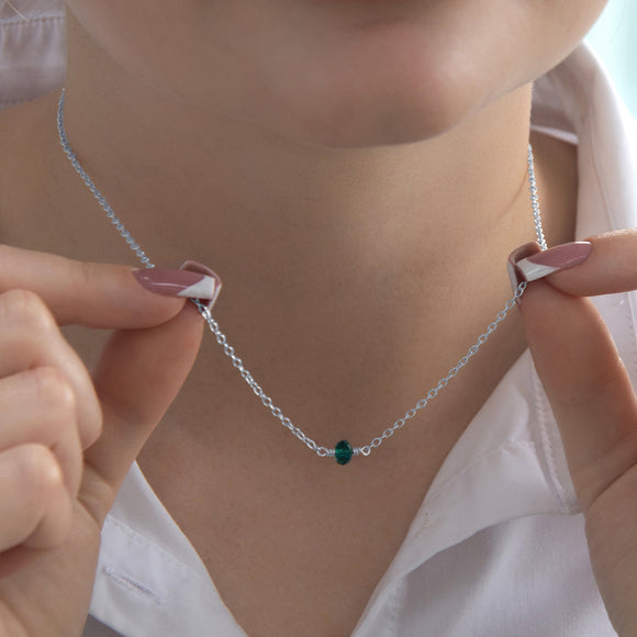 may birthstone necklace silver 