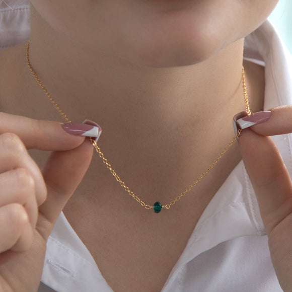 May Birthstone Necklace Gold