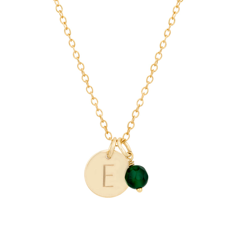 Gold Initial Necklace + Birthstone - Lulu + Belle Jewellery