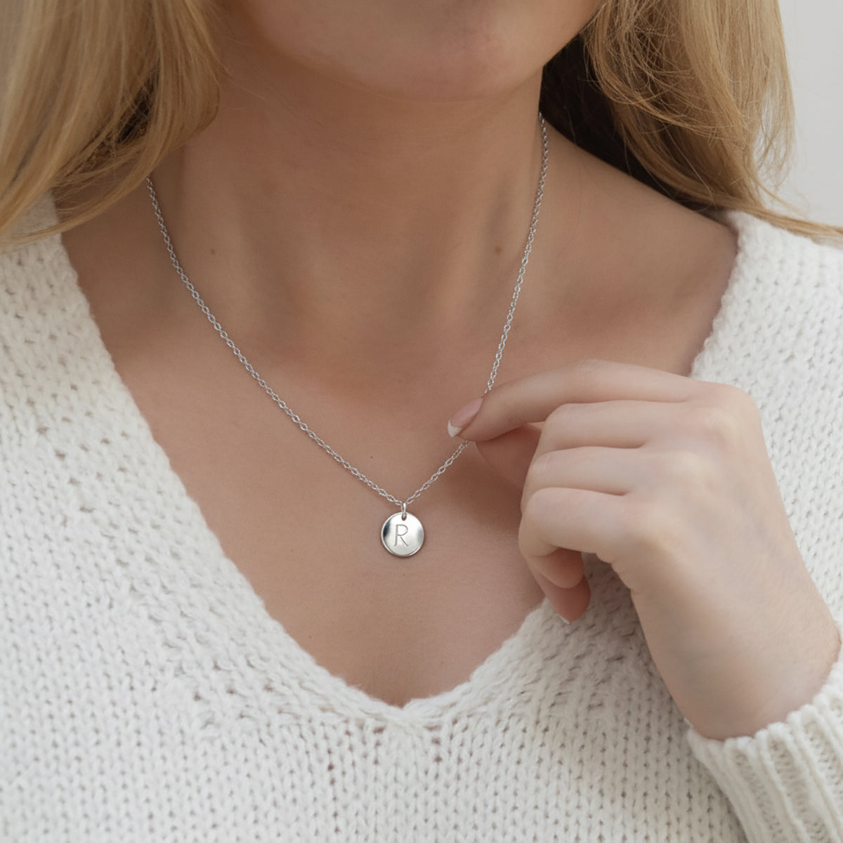 medium silver initial necklace. lulu and belle