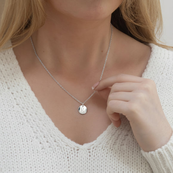 medium sterling silver initial disc with two or more discs 