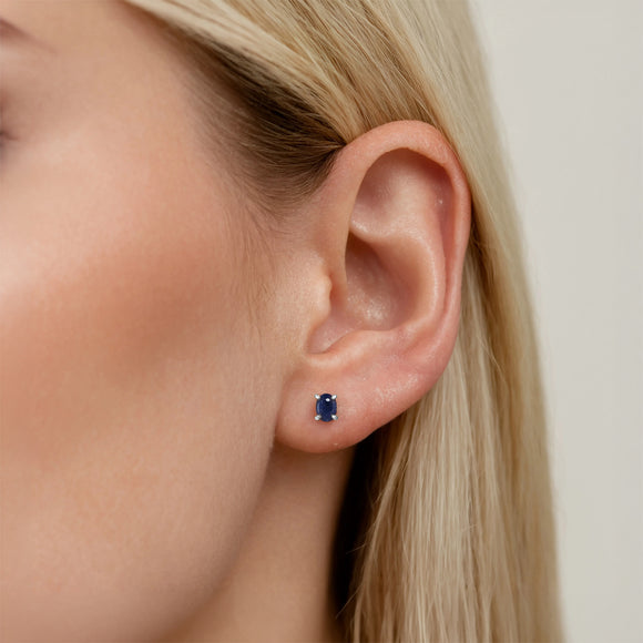 Sterling silver Lapis stud earrings, September birthstone jewellery by Lulu + Belle