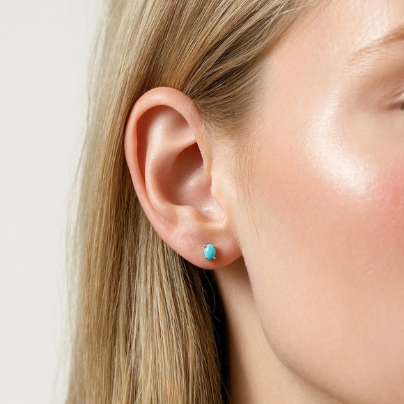 Sterling silver turquoise stud earrings, December birthstone jewellery by Lulu + Belle