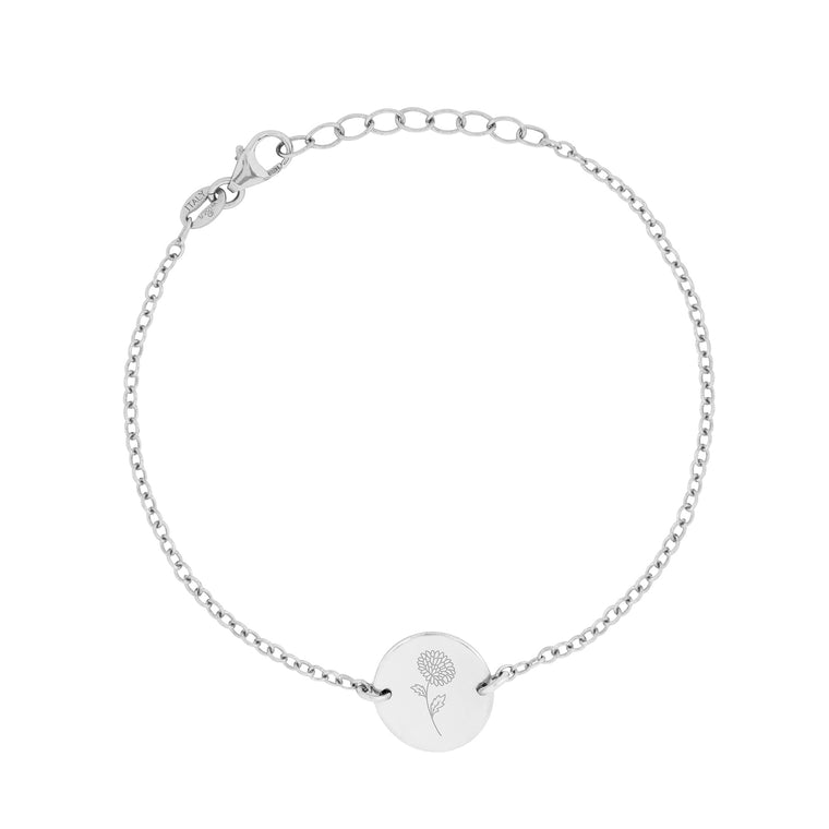 silver birth flower bracelet - november