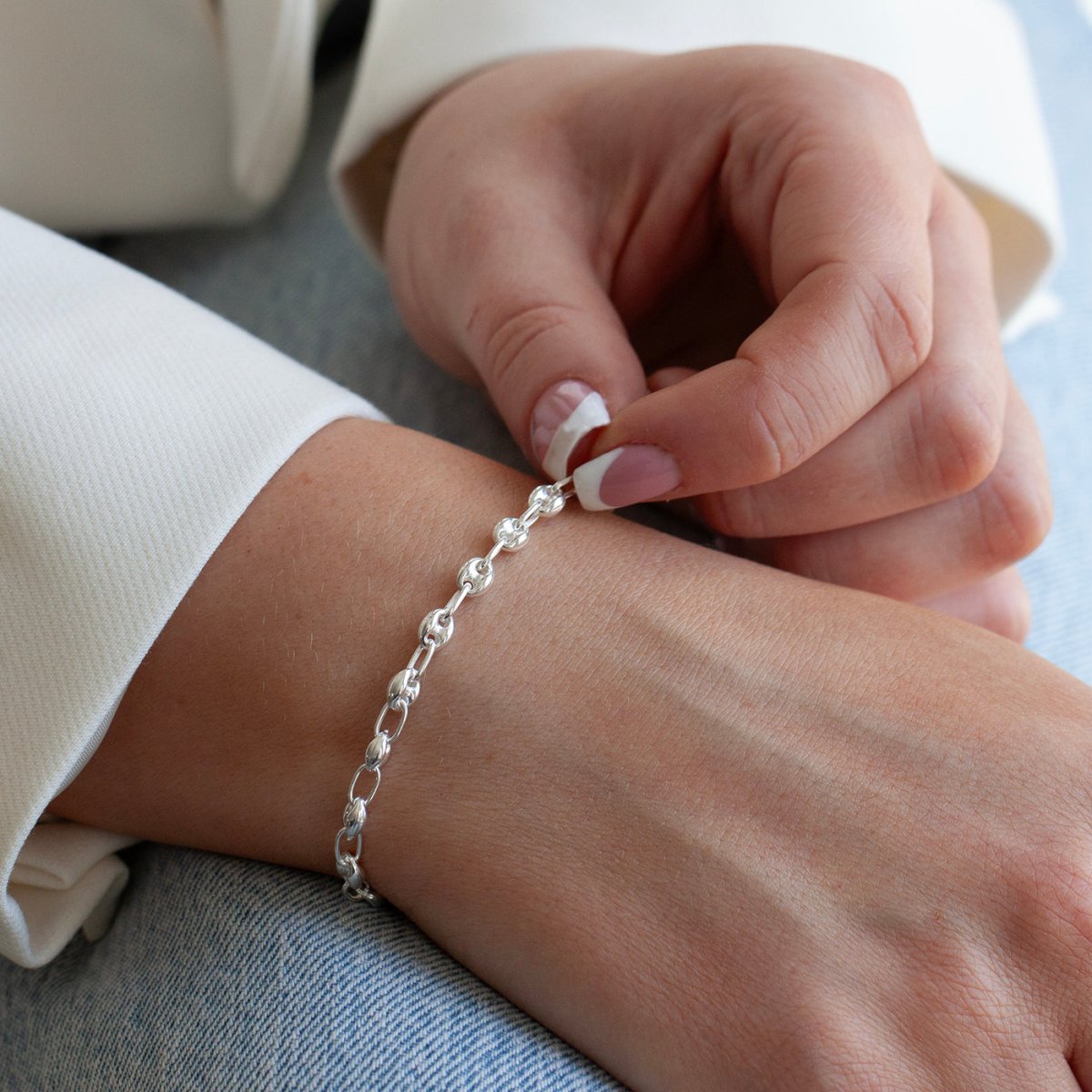 Sterling Silver Coffee Bean Bracelet - Lulu + Belle ® Jewellery