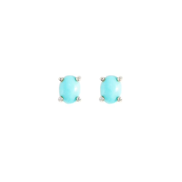 Sterling silver turquoise stud earrings, December birthstone jewellery by Lulu + Belle