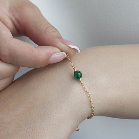 Gold Initial Bracelet with Birthstone - Lulu + Belle Jewellery