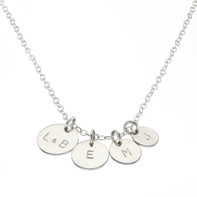 Add 13 mm + 11 mm + 9 mm + 8 mm silver discs - Lulu + Belle Jewellery