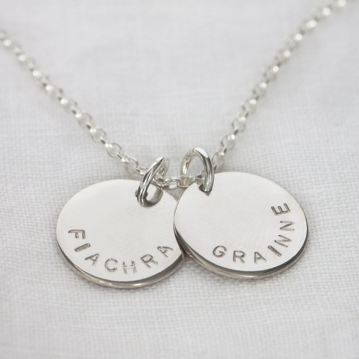 Add one stamped edge name disc silver - Lulu + Belle Jewellery