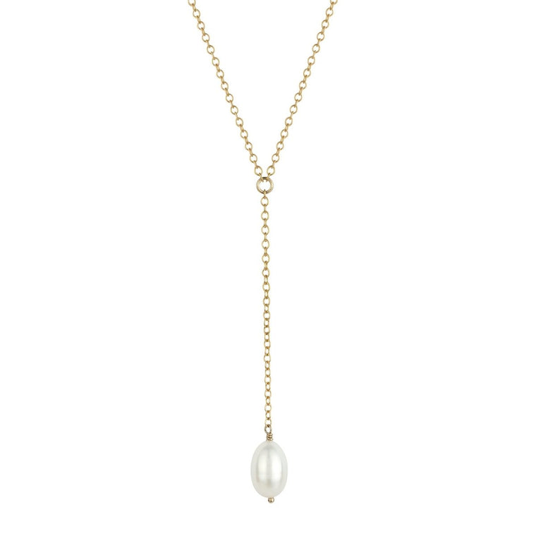 ATHENA Silver or Gold Large Single Pearl Necklace - Lulu + Belle Jewellery