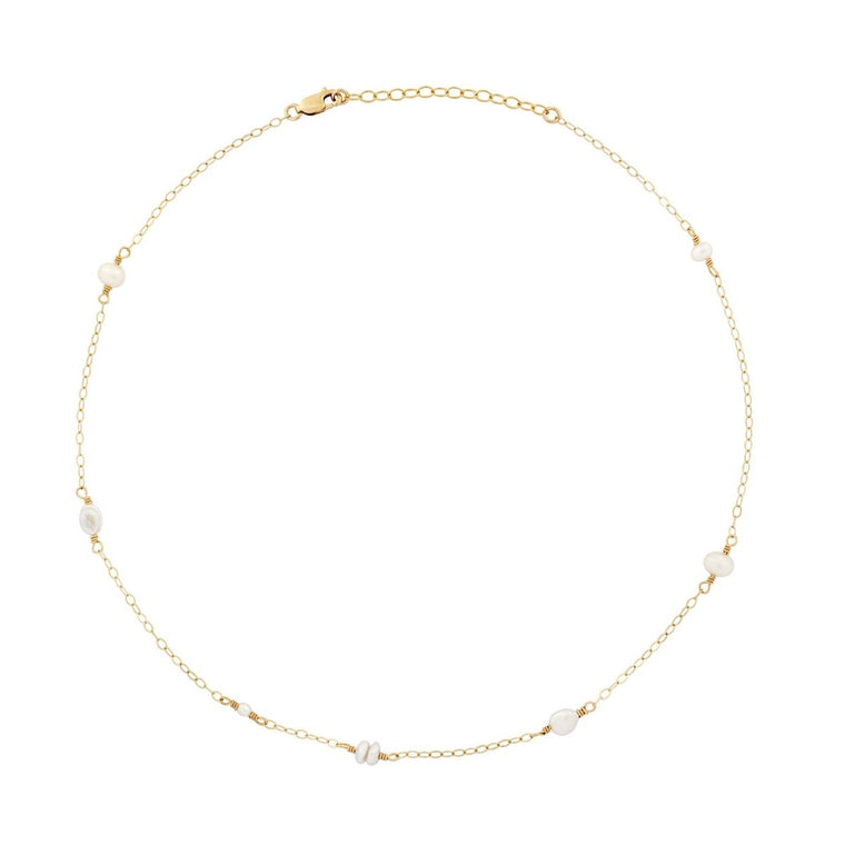 BELLE Floating Pearl Necklace Gold or Silver - Lulu + Belle Jewellery