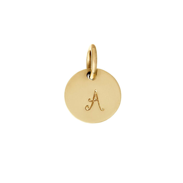 Dainty 9kt Solid Gold Initial Disc in Script - Lulu + Belle Jewellery