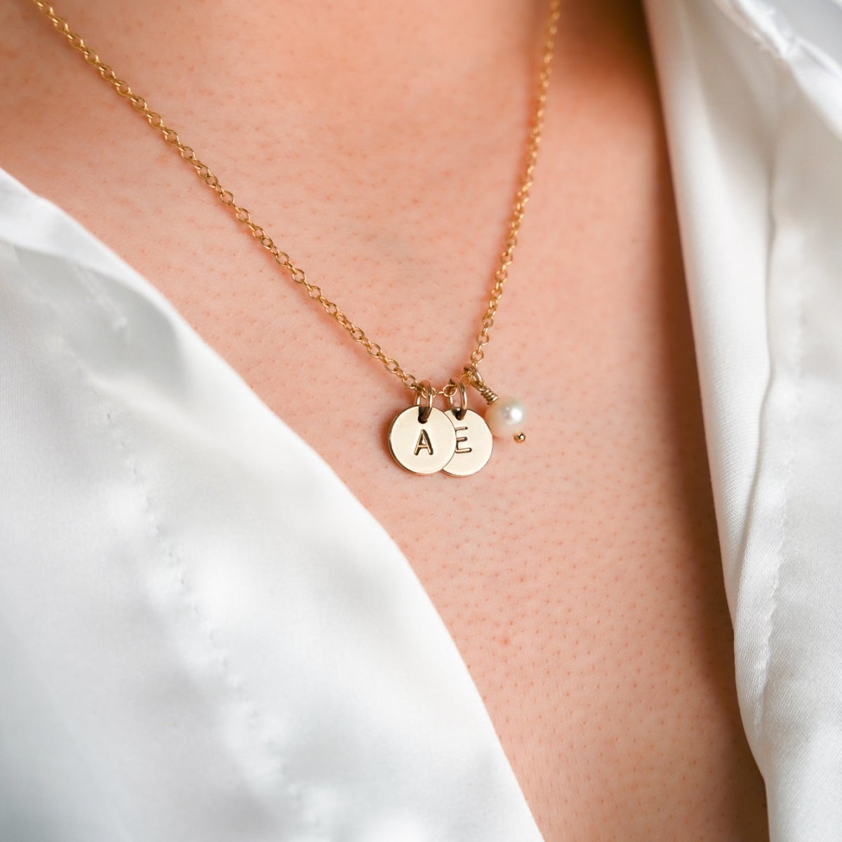 Engraved Initial Disc Necklace with Diamond Bezels - Freedman Jewelers