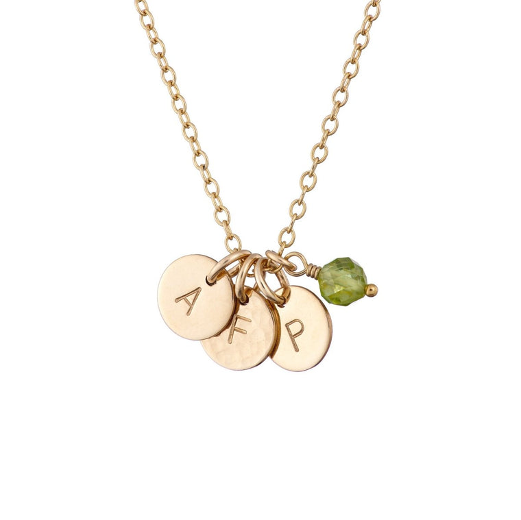 Dainty Gold Initial Necklace + Birthstone - Lulu + Belle Jewellery