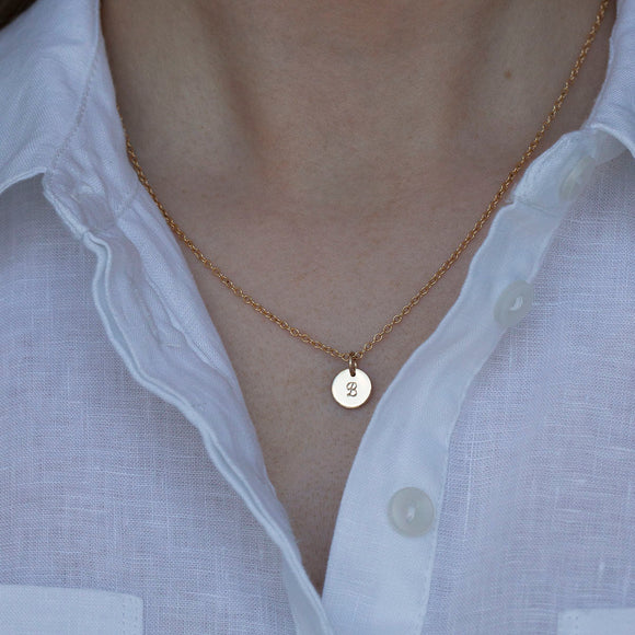 Dainty Gold Initial Necklace Script - Lulu + Belle Jewellery