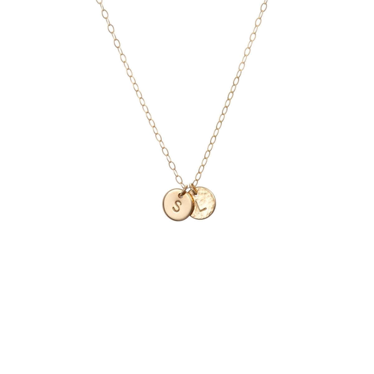 Dainty Gold Initial Necklace Two or More Discs - Lulu + Belle Jewellery