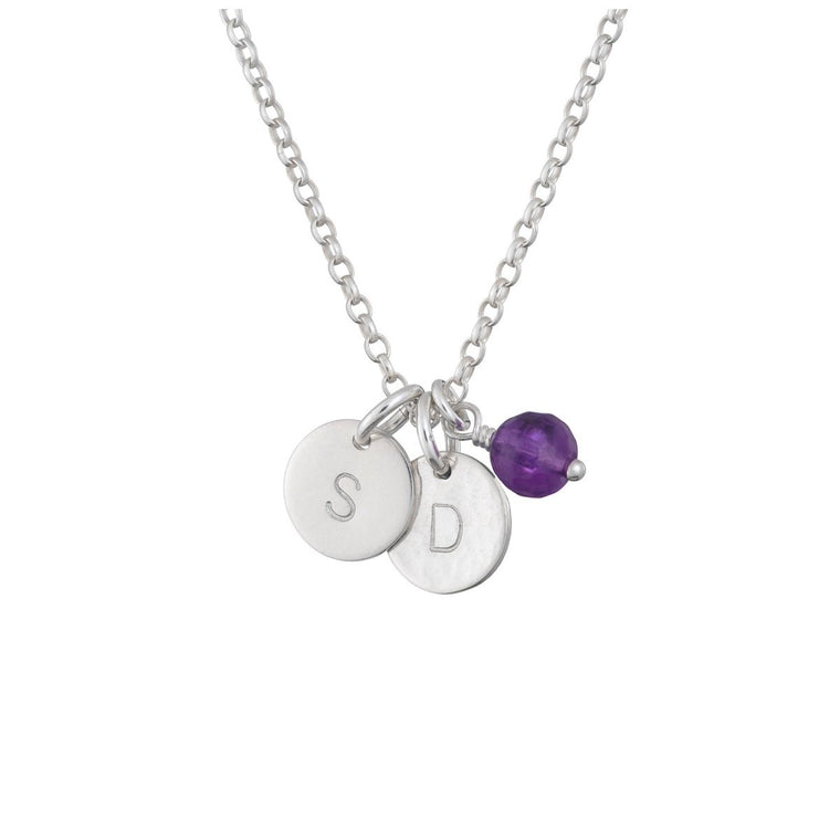 Dainty Sterling Silver Initial Necklace + Birthstone - Lulu + Belle Jewellery
