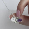 Dainty Sterling Silver Initial Necklace + Birthstone - Lulu + Belle Jewellery