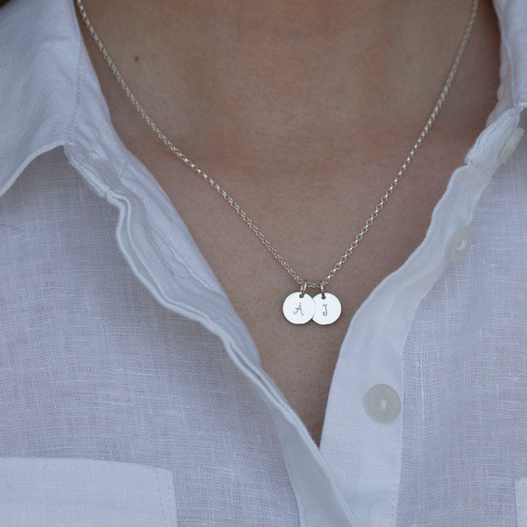 Dainty Sterling Silver Initials Necklace in Script - Lulu + Belle Jewellery