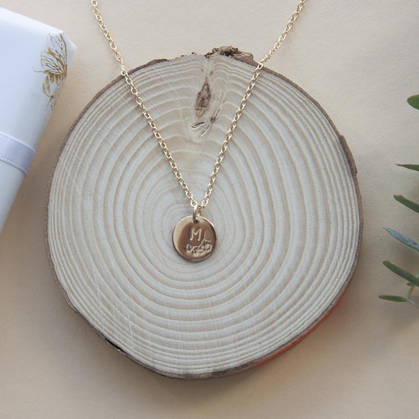 Floral initial necklace gold Lulu Belle Jewellery