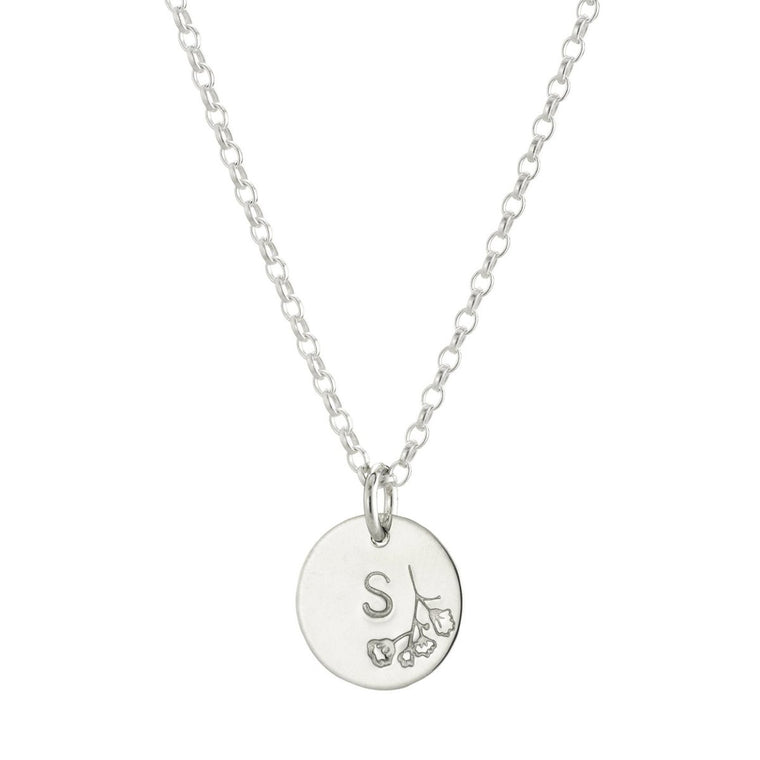 Floral initial necklace silver - Lulu + Belle Jewellery