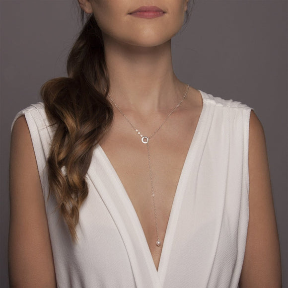 Freshwater Pearl Lariat Silver - Lulu + Belle Jewellery