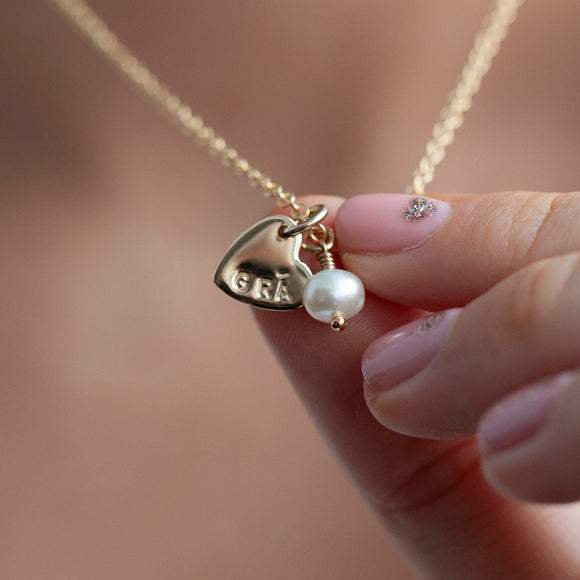 Gold birthstone necklace with heart initial - Lulu + Belle Jewellery