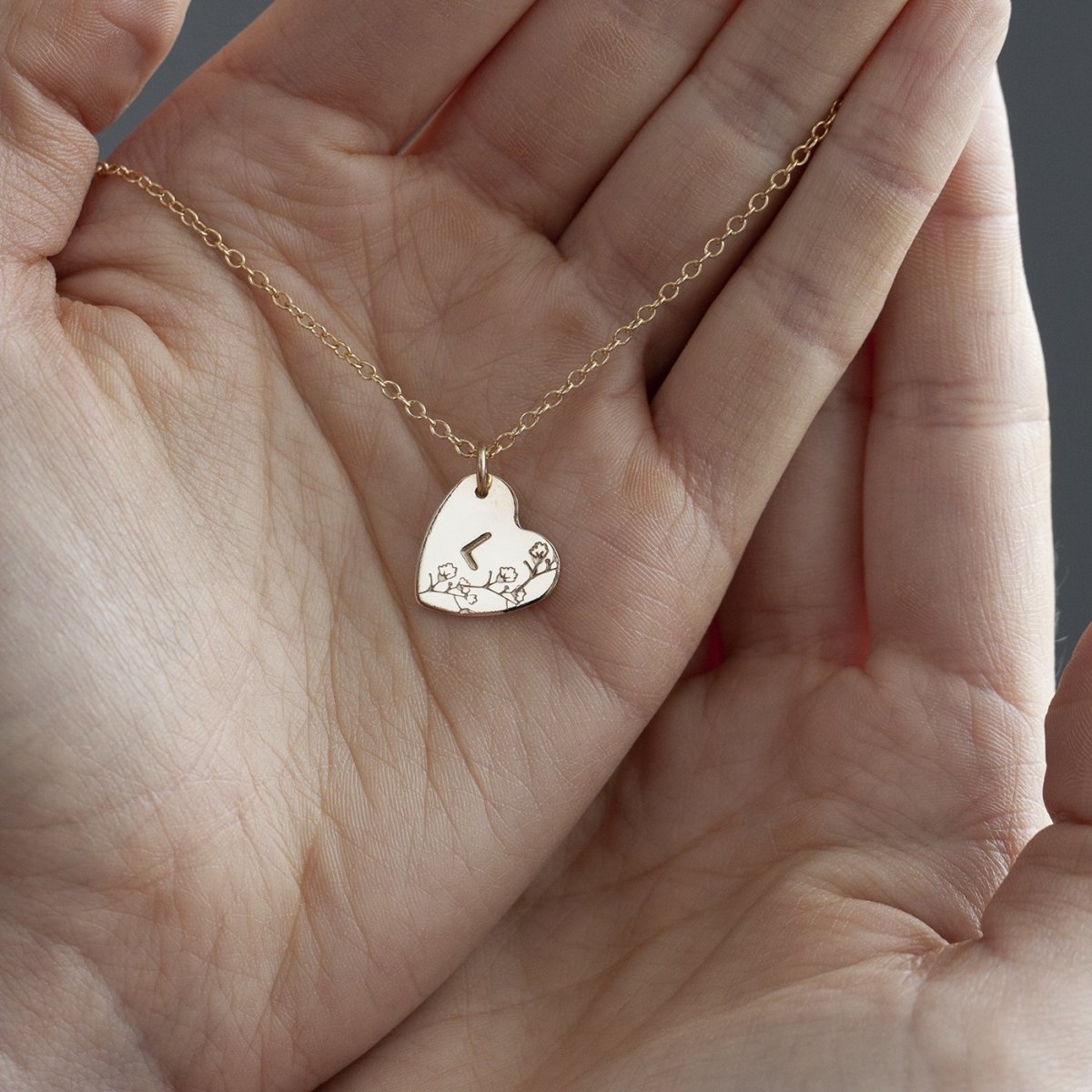 Gold heart initial pendant Lulu Belle Jewellery