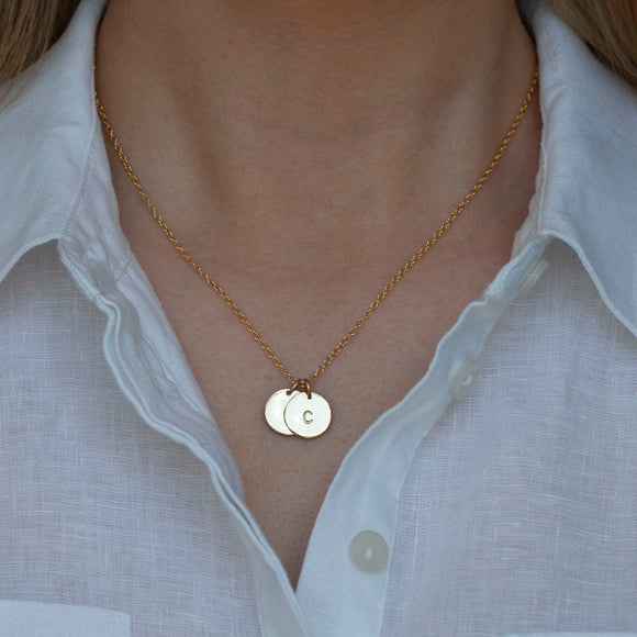 Gold Initial Necklace Two or More Discs - Lulu + Belle Jewellery