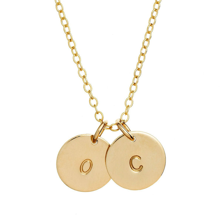 Gold Initial Necklace Two or More Discs - Lulu + Belle Jewellery