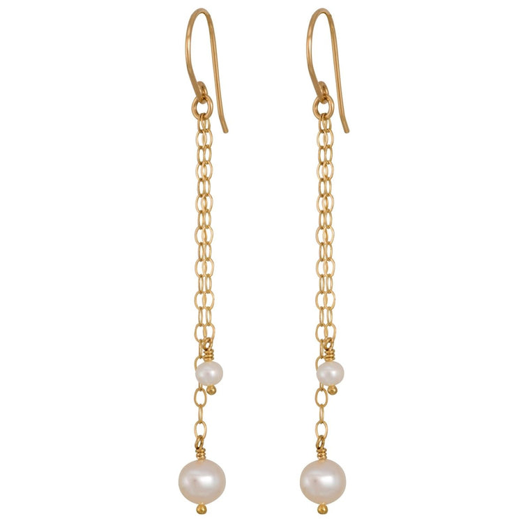 Gold Long Freshwater Pearl Earrings - Lulu + Belle Jewellery